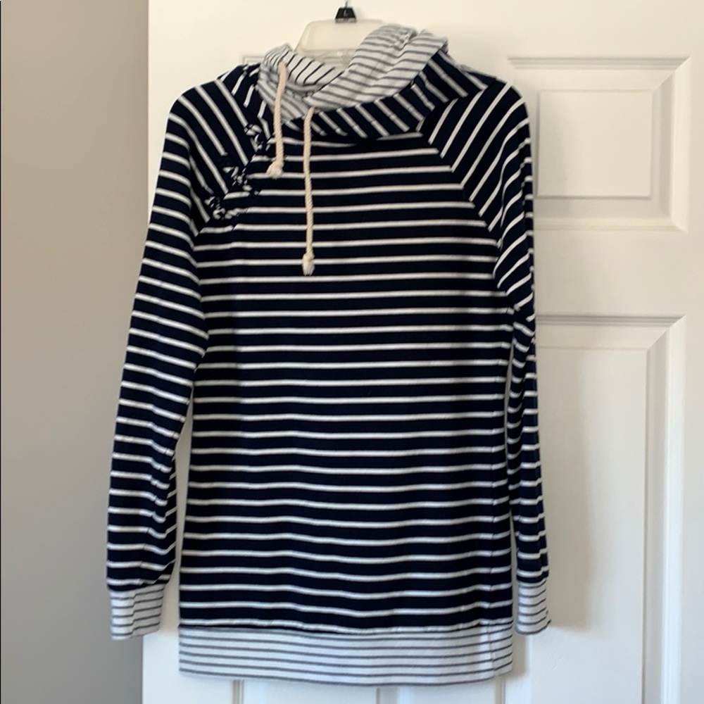 Mindy Mae Market Sweatshirt Navy and White